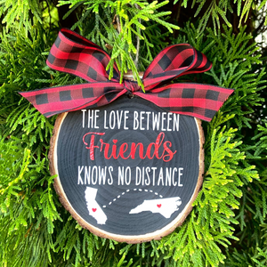 The Love Knows No Distance - Personalized Shape Ornament - Christmas Gift For Sisters