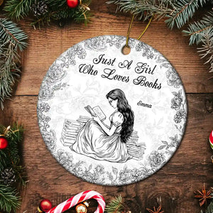 Chinoiserie Toile Just A Girl Who Loves Books - Personalized Ornament - Gift For Book Lovers, Bookworm Gift