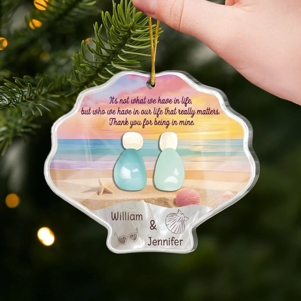Thank You For Being In Mine - Personalized Acrylic Ornament - Christmas Gift For Couple