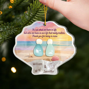 Thank You For Being In Mine - Personalized Acrylic Ornament - Christmas Gift For Couple