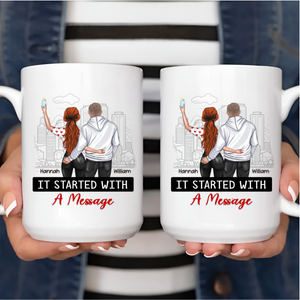 It Started With A Message - Personalized Mug - Anniversary Gift, Valentine's Day Gift For Couple