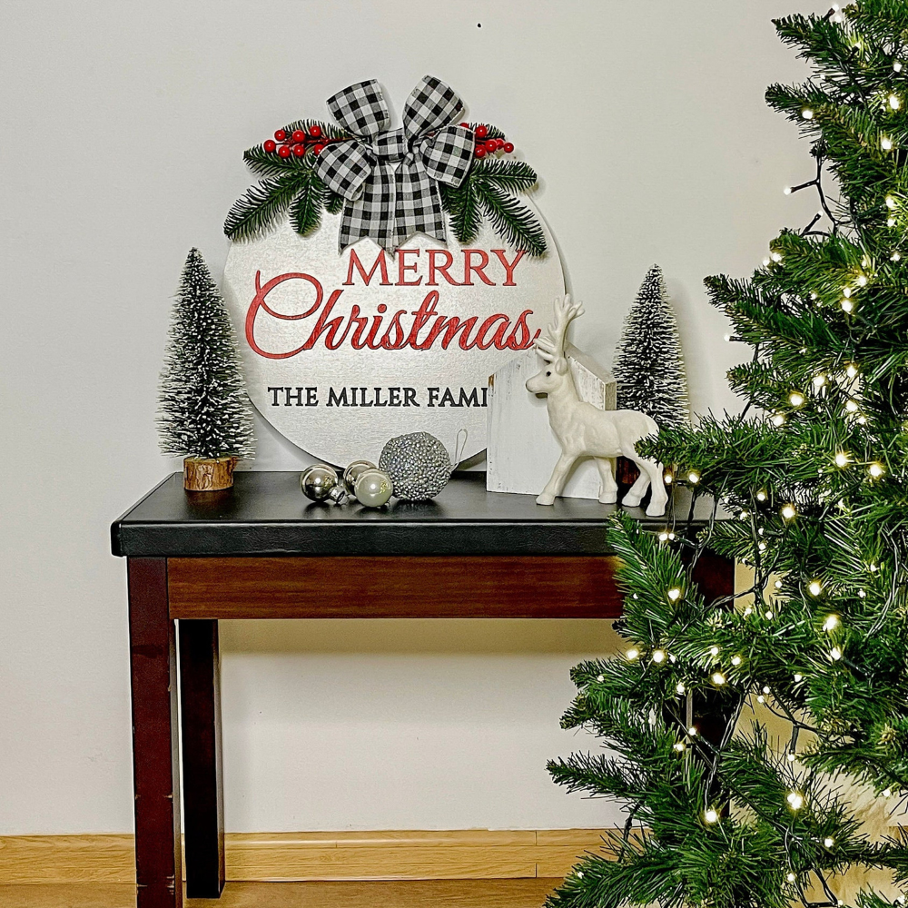Merry Christmas Custom Family Name - Personalized Wood Sign - Christmas Gift For Family