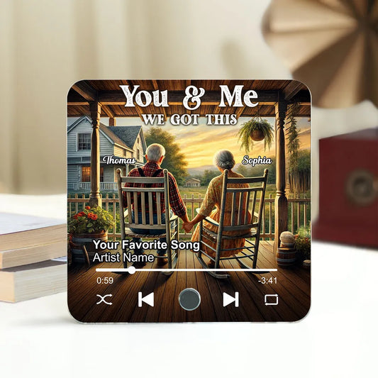Old Couple Growing Old Together - Personalized Music Fridge Magnet - Gift For Couple