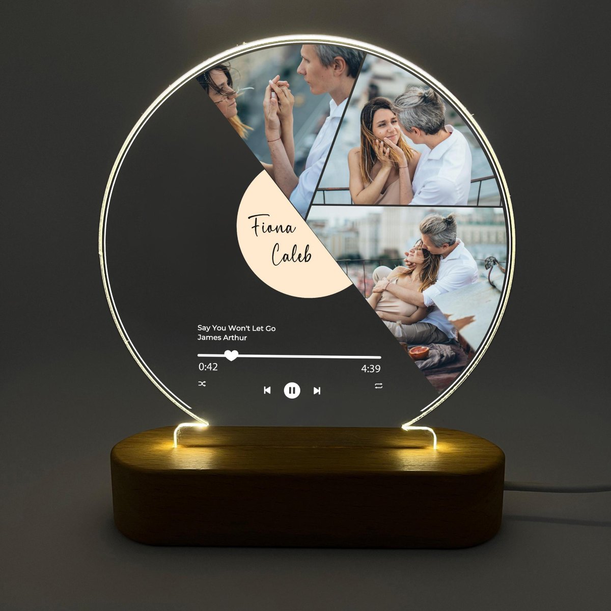 Custom Music Plaque with Photos, Personalized Photo Night Light Plaque, Bedroom Decor, Custom Led Night Light, Custom Wedding Gift Ideas