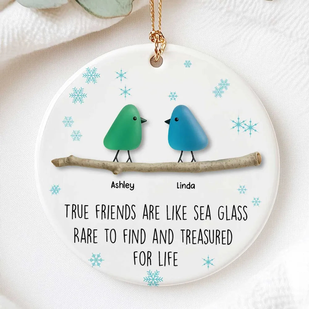 Friendship Sea Glass Pattern Birds - Personalized Ornament - Unique Christmas Gift for Best Friends