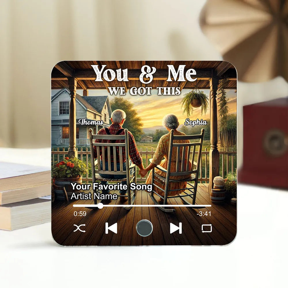 Old Couple Growing Old Together - Personalized Music Fridge Magnet - Gift For Couple