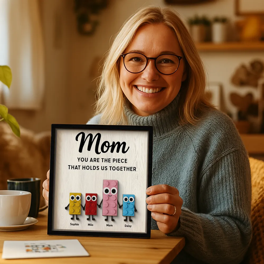 Mom Is The Cutest Piece That Hold Us Together - Personalized Wooden Plaque - Gift For Mom, Mother's Day, Birthday Gift