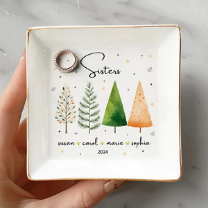 Besties Sisters Personalized Jewelry Dish, Bridesmaid Gift, Best Friend Flower Ring Dish, Gift for Bestie