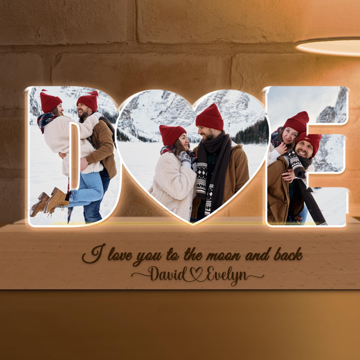 Personalized Couple Photos Collage Night Light, Valentines Day Gift for Boyfriend Girlfriend, Wedding Photo Gift, Couple Anniversary Gift