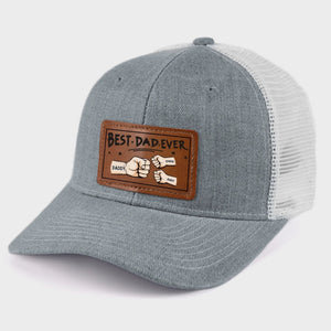 Best Papa Ever - Personalized Leather Label Net Hat - Gift For Dad, Grandpa, Father's Day Gift