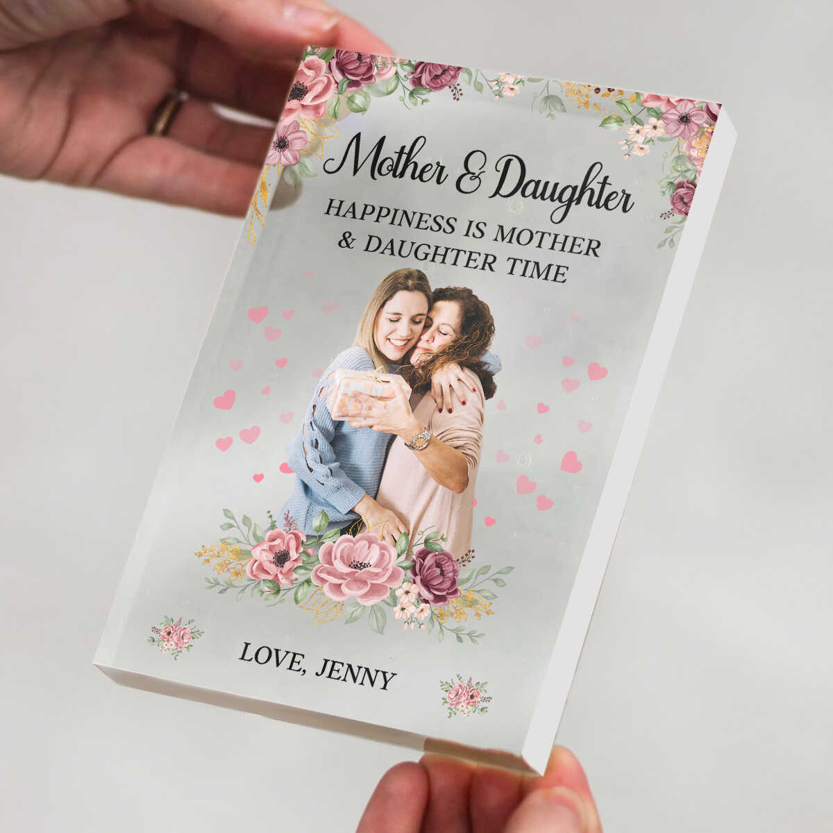 Happiness Is Mother & Daughter Time - Personalized Acrylic Plaque - Gift For Mom, Mother's Day, Birthday Gift