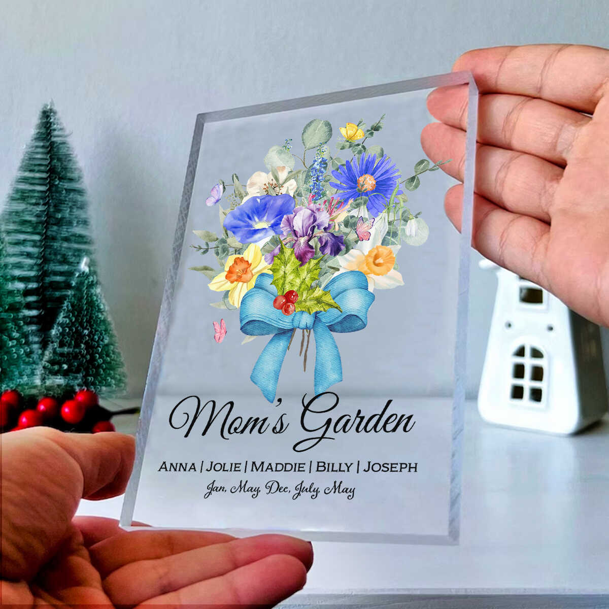 Mom's Flower Bouquet - Personalized Acrylic Plaque - Gift For Mom, Mother's Day, Birthday Gift