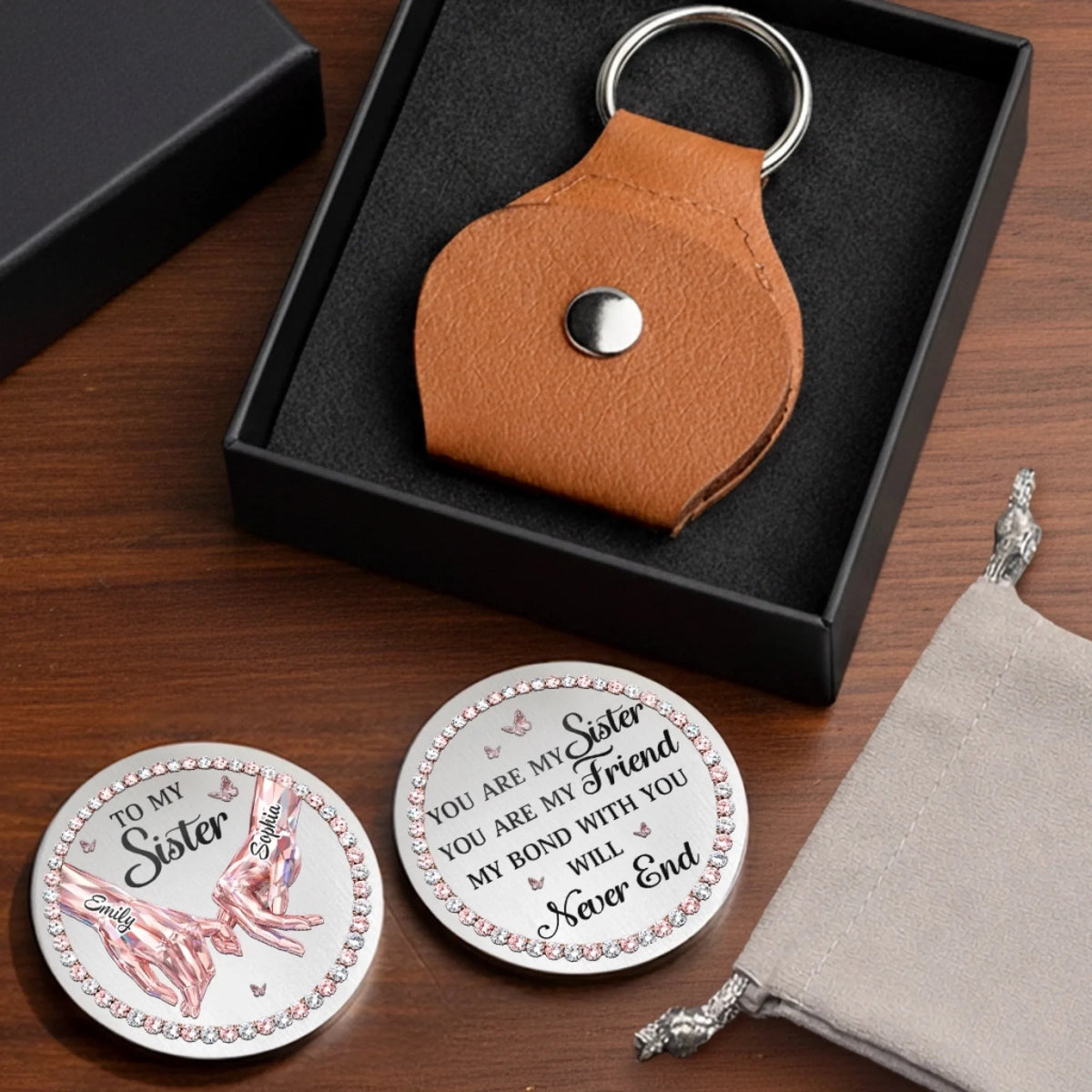 To My Sister My Bond With You Will Never End - Personalized Pocket Hug - Gift For Sister, Bestie