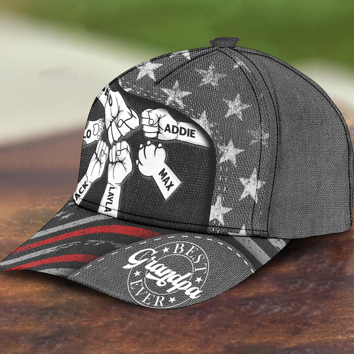 Personalized Fist Bump Daddy Grandpa Classic Cap, Cap For Grandpa, Hat For Husband, Father's Day Gift For Dad, USA Flag Themed Dad Cap