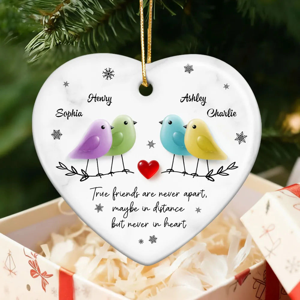 True Friends Are Never Apart Sea Glass Birds - Personalized Ornament - Christmas Gift for Friends, Besties