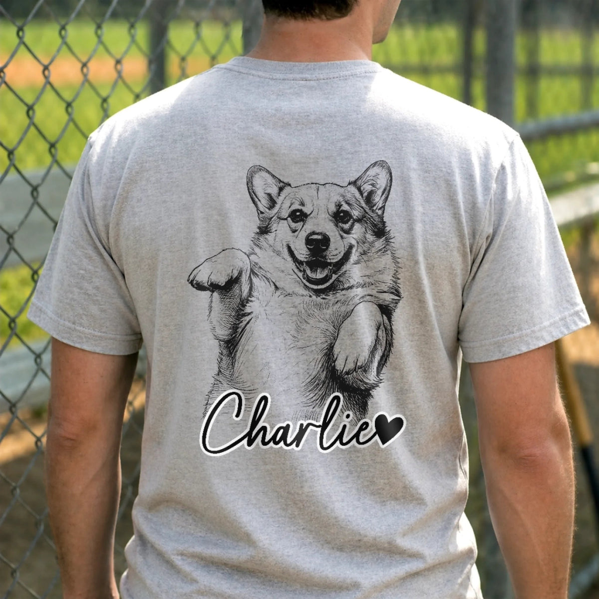 Custom Photo Sketch Line Furry Friends - Personalized 2-side Printed T Shirt - Father's Day, Mother's Day, Birthday Gifts For Dog Cat Lovers
