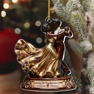 Growing Old Together Black Couple - Personalized Acrylic Ornament - Christmas Gift For Couple