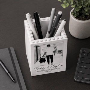 Custom Photo Father's Day Brick Pencil Pot, First Journey Together, Dad Gift from Baby, Gift for Husband, Gamer Dad Gift, Father Daughter