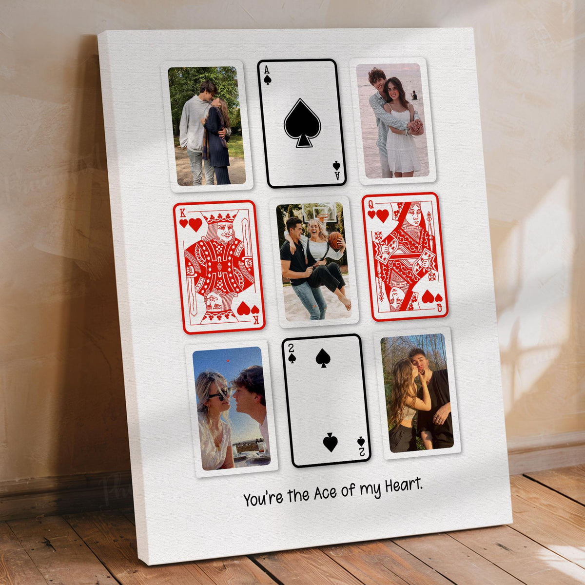 Personalized Photo Collage Canvas, Custom Valentines Day Gift For Boyfriend, Playing Card Photo Collage, Custom Playing Cards Gift For Him