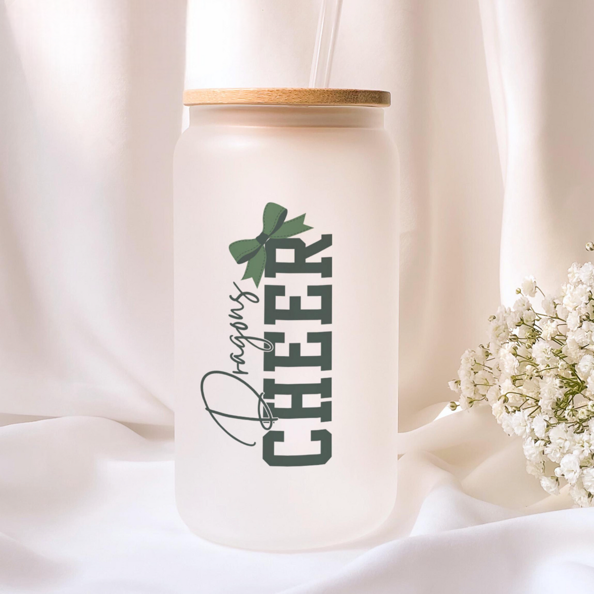 Custom Cheer Cup Cheer Team Gifts, Glass Tumbler Cheerleader Gifts, Cheerleading Glass With Name, Custom Cheer Iced Coffee Cup Cheer Camp Gift