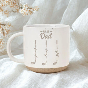 Personalized First Dad Now Grandpa Pottery Mug, Custom Father Day Golf Gift, Golf Lover Gift For Him,Dad Birthday Gift,Gift For Dad, Grandpa