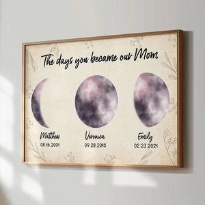 Colorful Moon Phase The Day You Became Mom - Personalized Canvas - Gift For Mom, Mother's Day, Birthday Gift