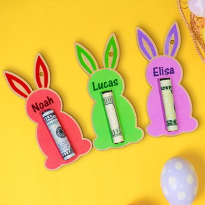 Bunny Money Holder, Personalized Easter Money Holder, Custom Name Money Holder for Gift, Easter Basket Stuffers, Kids Easter Cash Gift