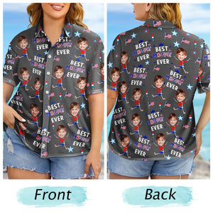 Custom Photo Stars & Stripes Best Dad Mom Grandpa Grandma Ever - Personalized Hawaiian Shirt - Gift For Dad Grandpa, Father's Day Gift