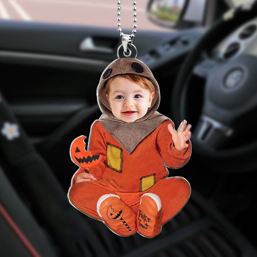 Funny Halloween Custom Kid's Face - Personalized Car Ornament - Halloween Gift For Family