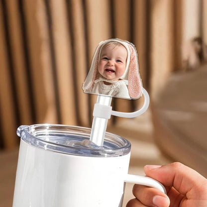 Personalized Gift For Mom Grandma, Custom Kids Photo Straw Topper, Cup Straw Cover, Gift For Grandma, Nana