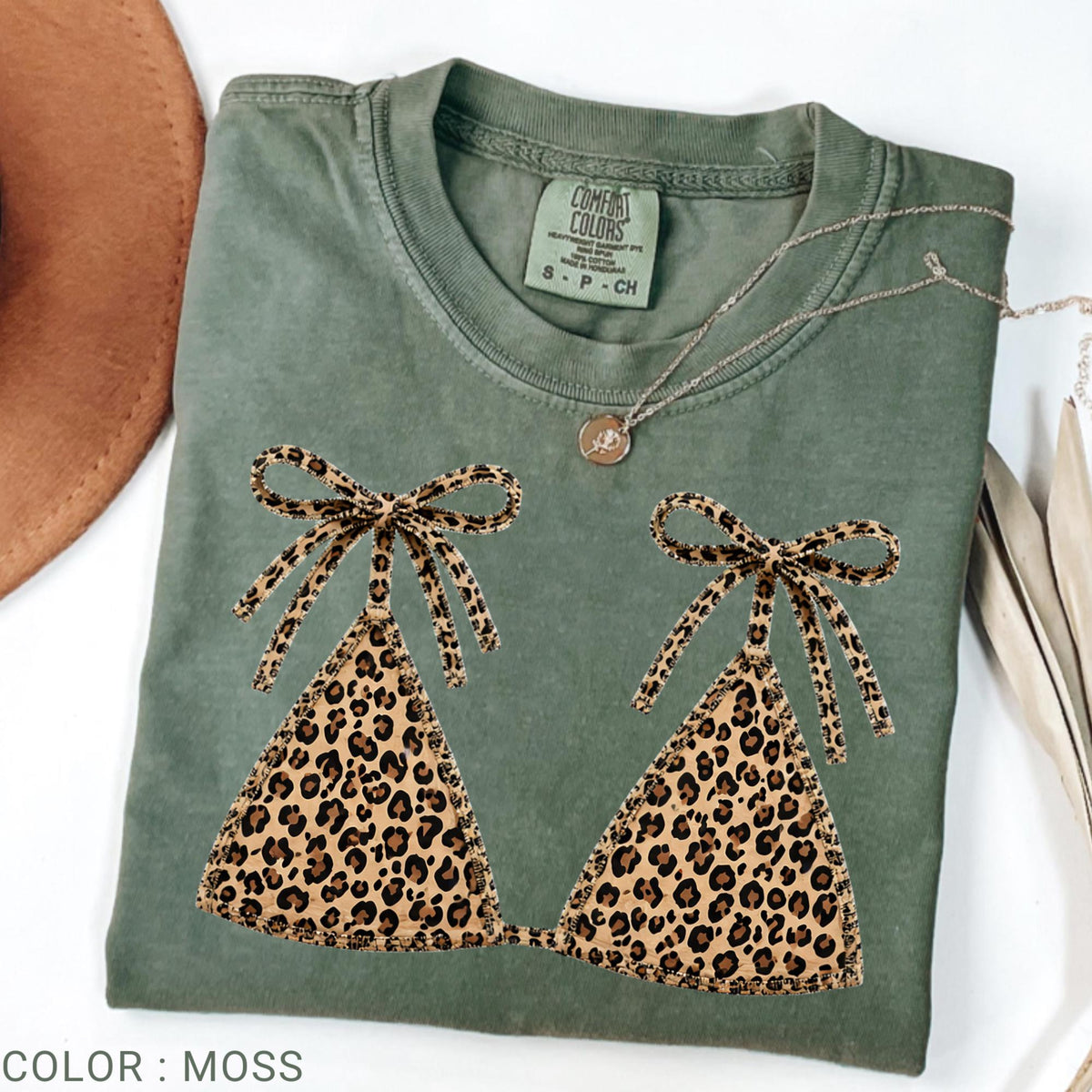 Comfort Colors Summer Bikini Shirt, Trendy Lake Girl Tee, Preppy Swimsuit Graphic Shirt, Leopard Patchwork Summer Retro Beach Vacation Shirt