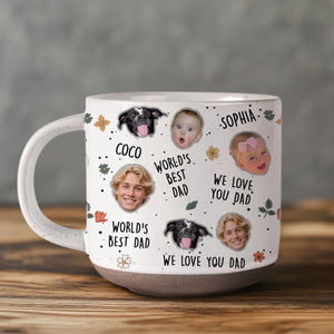 Custom Baby Face Pottery Mug Gift for Dad, Personalized Photo Mug for Dad, Fathers Day Gift for Dad Papa, Pops Dada Gift, New Dad Gift