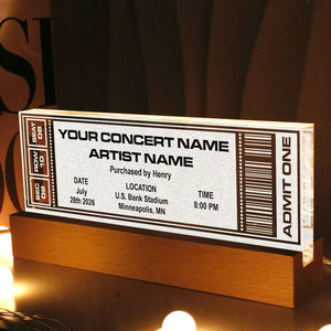 Custom Favorite Music Concert Photo Ticket - Personalized Acrylic Block LED Night Light - Gift For Music Lovers