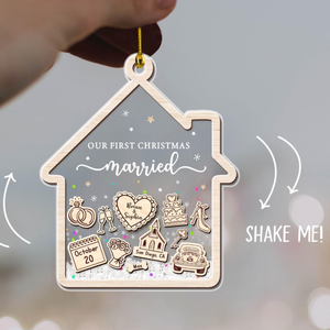 Our First Christmas Married - Personalized 4D Shaker Ornament - Christmas Gift For Couple