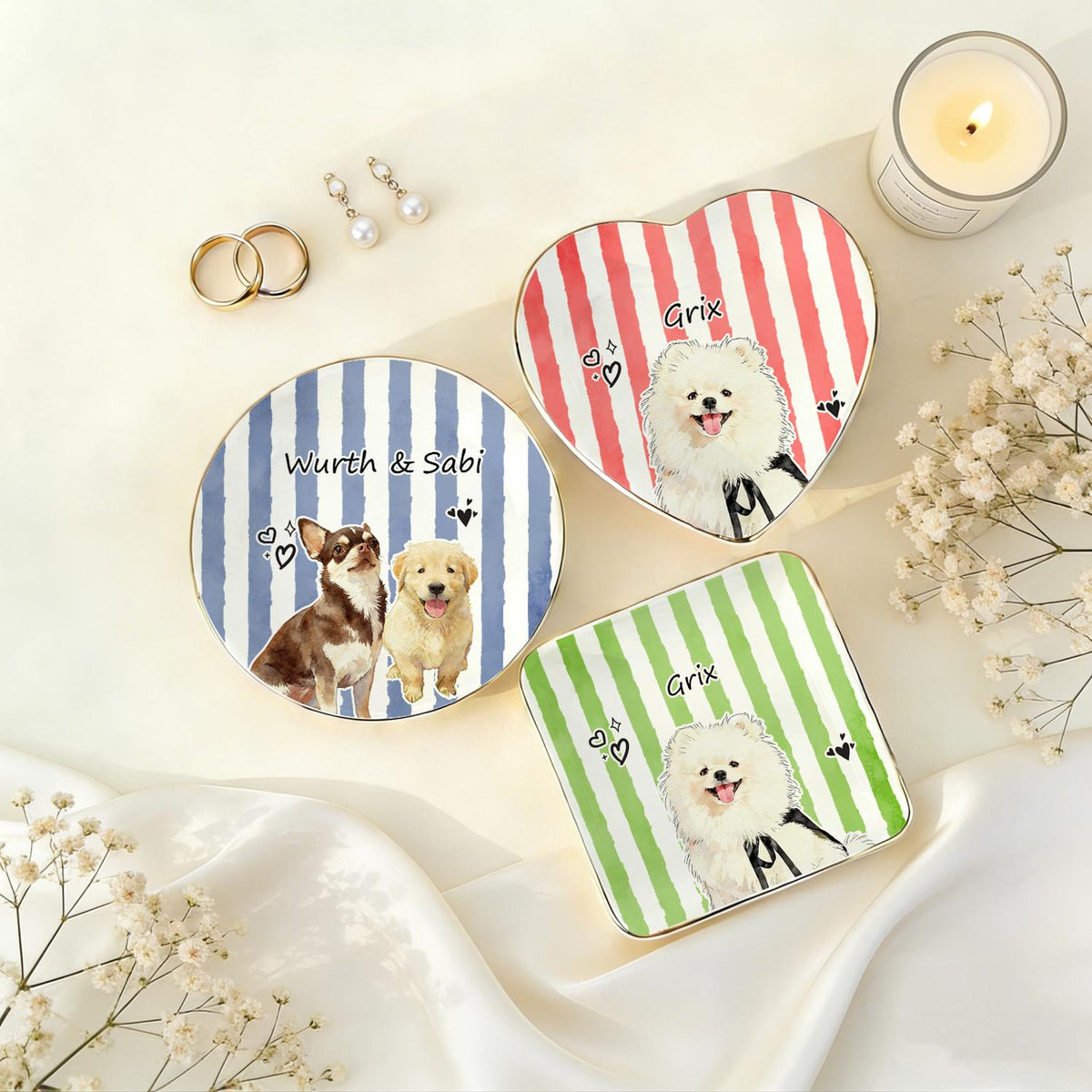 Custom Pet Jewelry Dish, Custom Dog Cat Memorial Portrait Ring Dish, Gift for Pet Owner