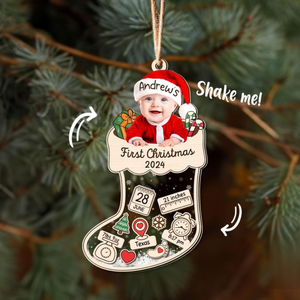 Baby's First Christmas Ornament 2024, Custom Baby Photo Ornament, New Baby Shaker, Newborn Gift, 4D Shake Babies Ornament, Baby Shower Gifts