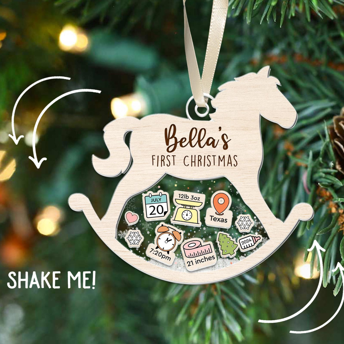 Custom Baby's 1st Christmas - Personalized 4D Shaker Ornament - Christmas Gift For Baby & Family