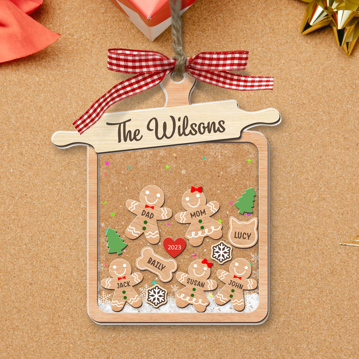 Christmas Gingerbread Family - Personalized 4D Shaker Ornament - Christmas Gift For Family
