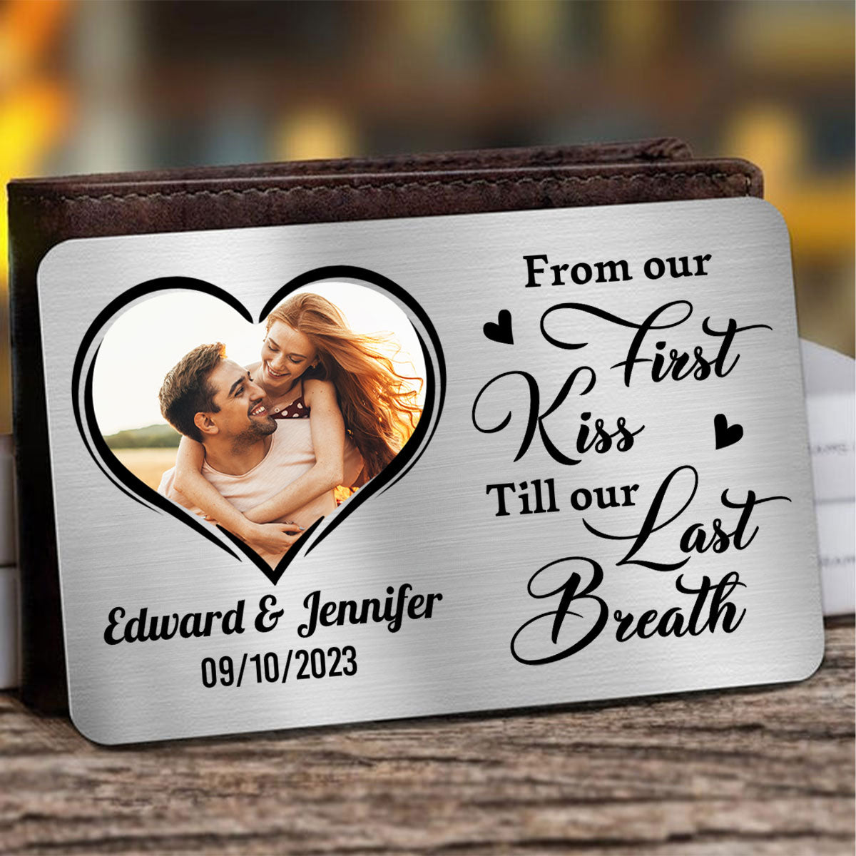 From Our First Kiss Till Our Last Breath - Personalized Wallet Insert Card - Valentine's Day Gift, Anniversary Gift For Couple