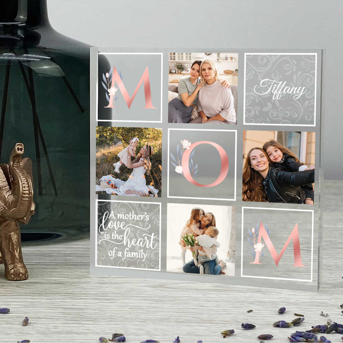 A Mother's Love Is The Heart Of A Family - Personalized Acrylic Plaque - Gift For Mom, Mother's Day, Birthday Gift