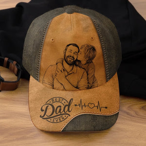 Custom Sketch Line Photo Best Dad Ever - Personalized Classic Cap - Gift For Dad, Father's Day Gift