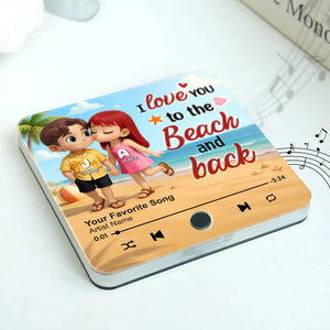 My Favorite Place in All the World is Next to You, Summer Cartoon Couple - Personalized Music Fridge Magnet - Gift For Couple