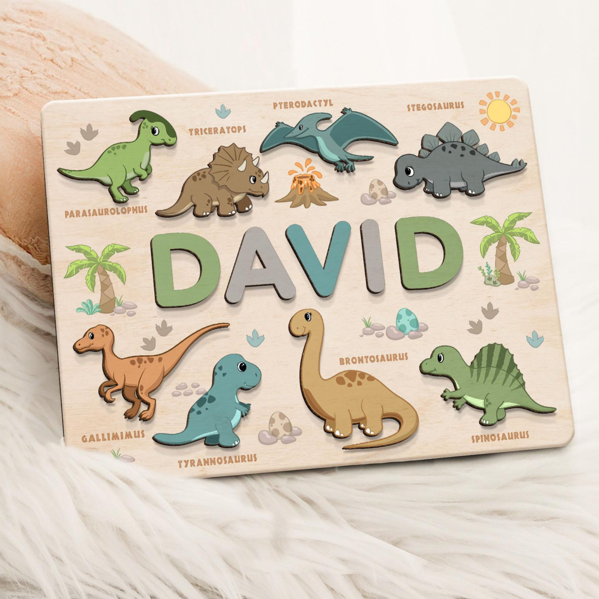 Custom Name Puzzle Board For Kids, Personalized Baby Toddler Wooden Dinosaur Toys, Sensory Toys, Puzzle Busy Board For Toddlers, Birthday