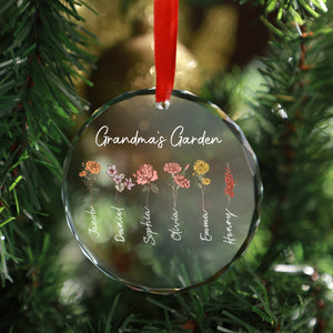 Grandma's Garden - Personalized Crystal Ornament - Christmas Gift For Grandma