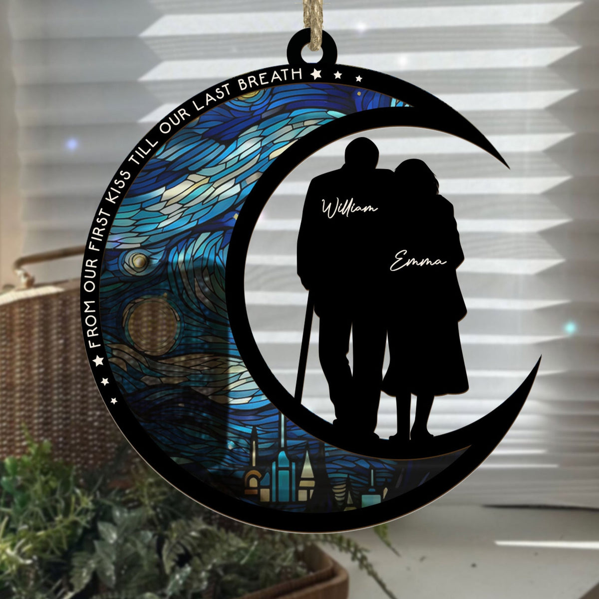 From Our First Kiss Till Our Last Breath - Personalized Suncatcher Ornament - Gift For Couple