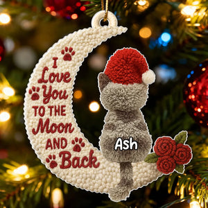Love My Cats to the Moon and Back Faux Yarn Effect - Personalized Acrylic Ornament - Christmas Gift for Cat Lovers