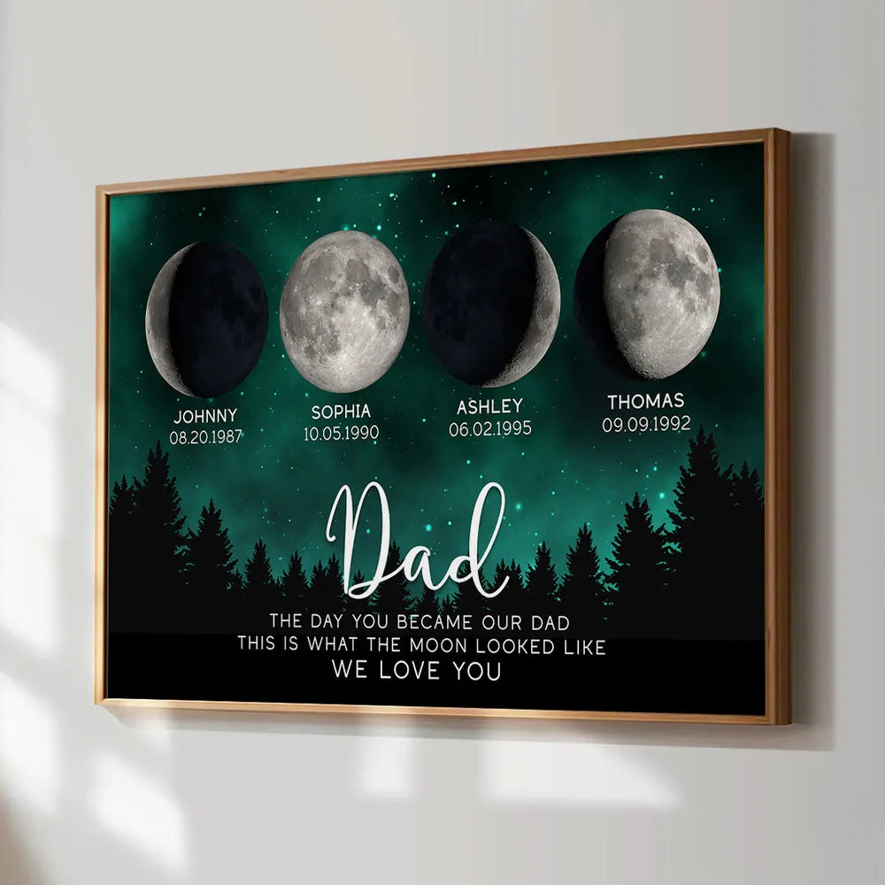 This Is What The Moon Looked Like The Day You Became Dad Grandpa Custom Birth Moon Phase - Personalized Canvas - Gift For Dad, Grandpa, Father's Day, Birthday Gift
