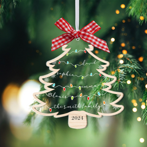 Christmas Tree Custom Family Members Name - Personalized Wood & Acrylic Ornament - Christmas Gift For Family