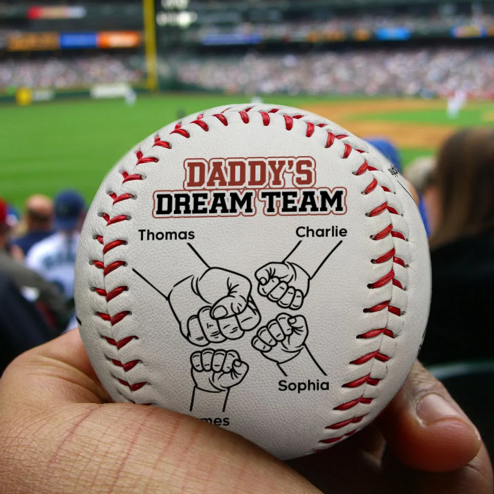 Daddy's Dream Team - Custom Baseball - Gift For Daddy Papa, Father's Day, Birthday Gift