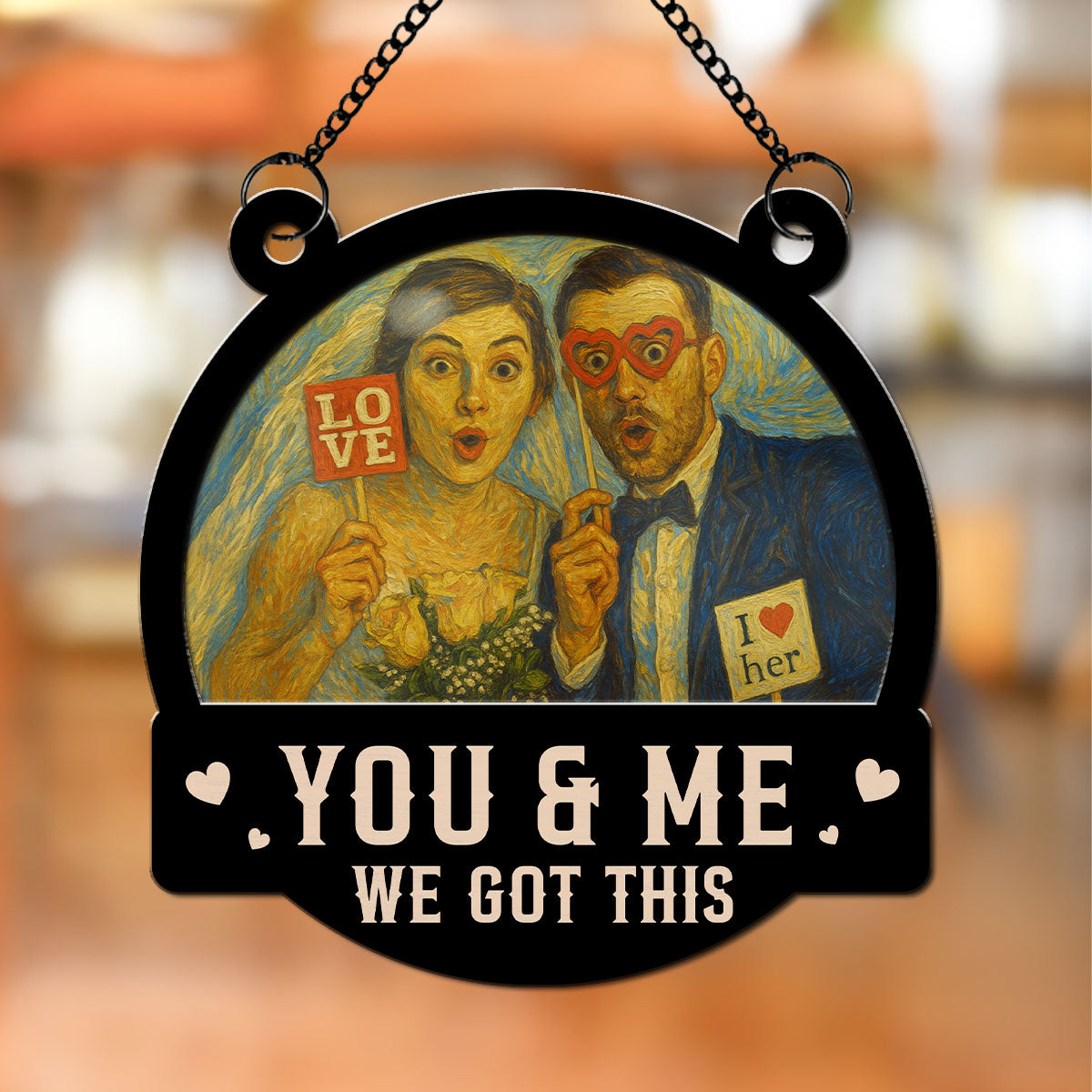 You & Me We Got This Modern Art Style Custom Photo - Personalized Suncatcher Ornament - Gift For Couple